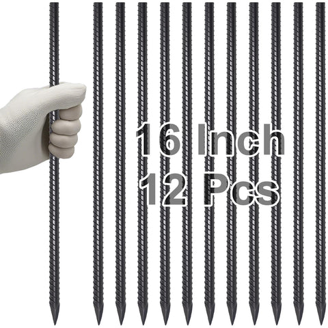 VVOKGO Rebar Stakes 16-inch with chisel point for easy ground insertion and garden support.