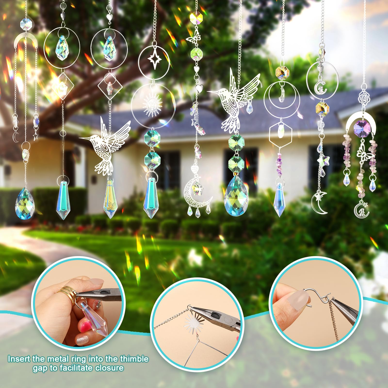 VZZNN suncatcher metal decorations with butterflies and stars for creative design
