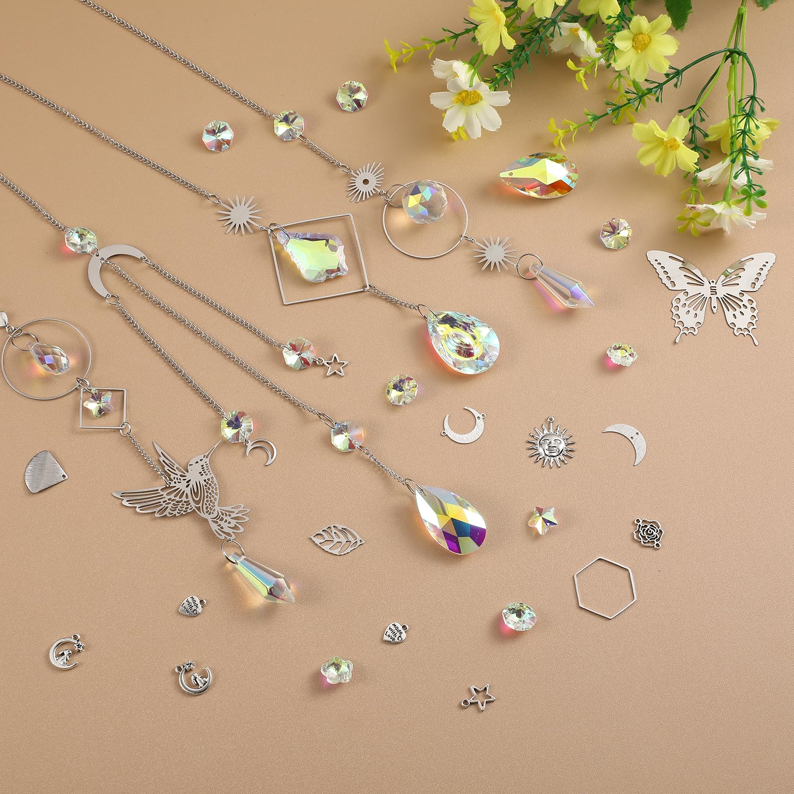 VZZNN suncatcher sun moon stars beads for versatile window decor