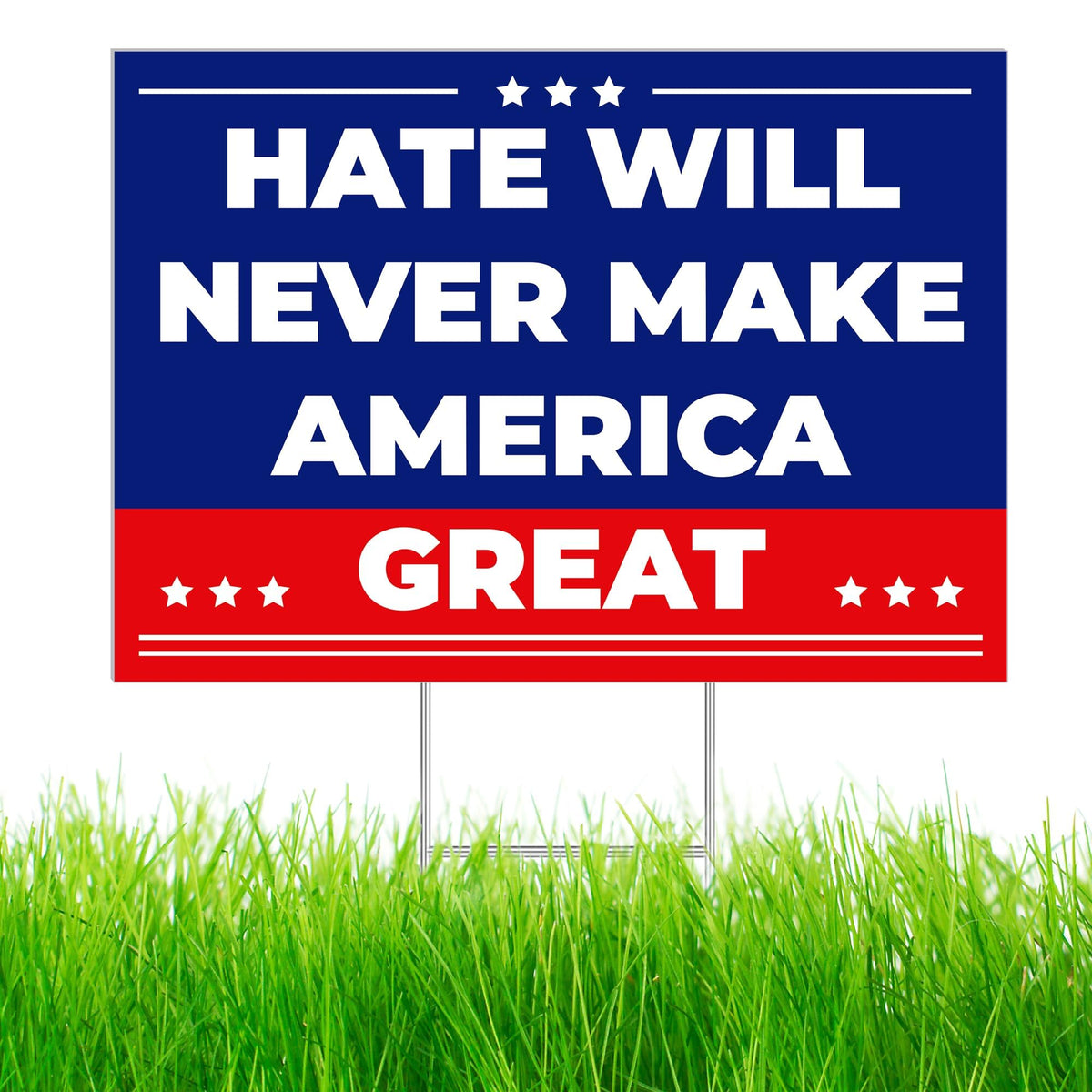 VWAERR anti-Trump yard sign 17x12 inches for clear outdoor visibility.