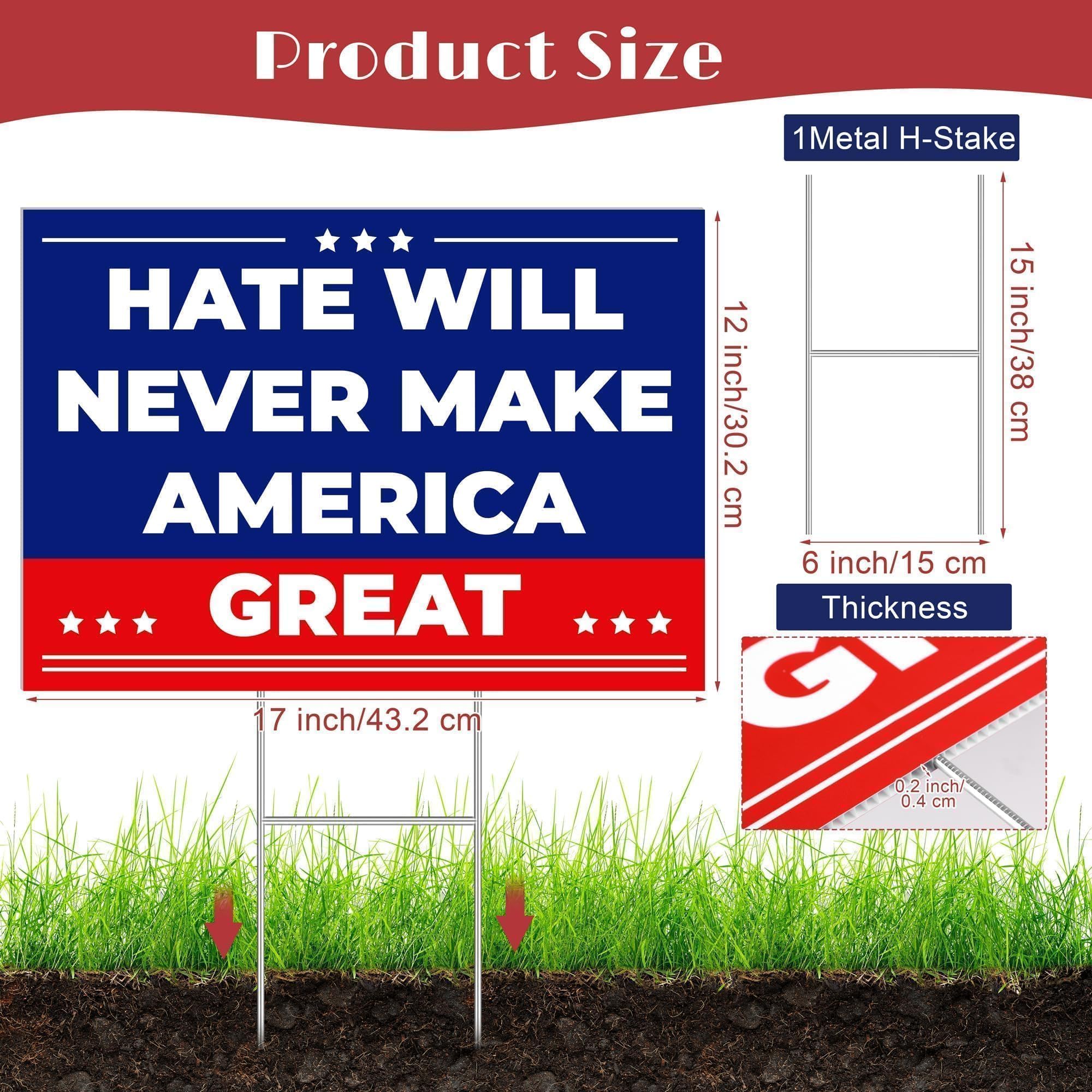 VWAERR metal stake 15x6 supports sturdy yard display.