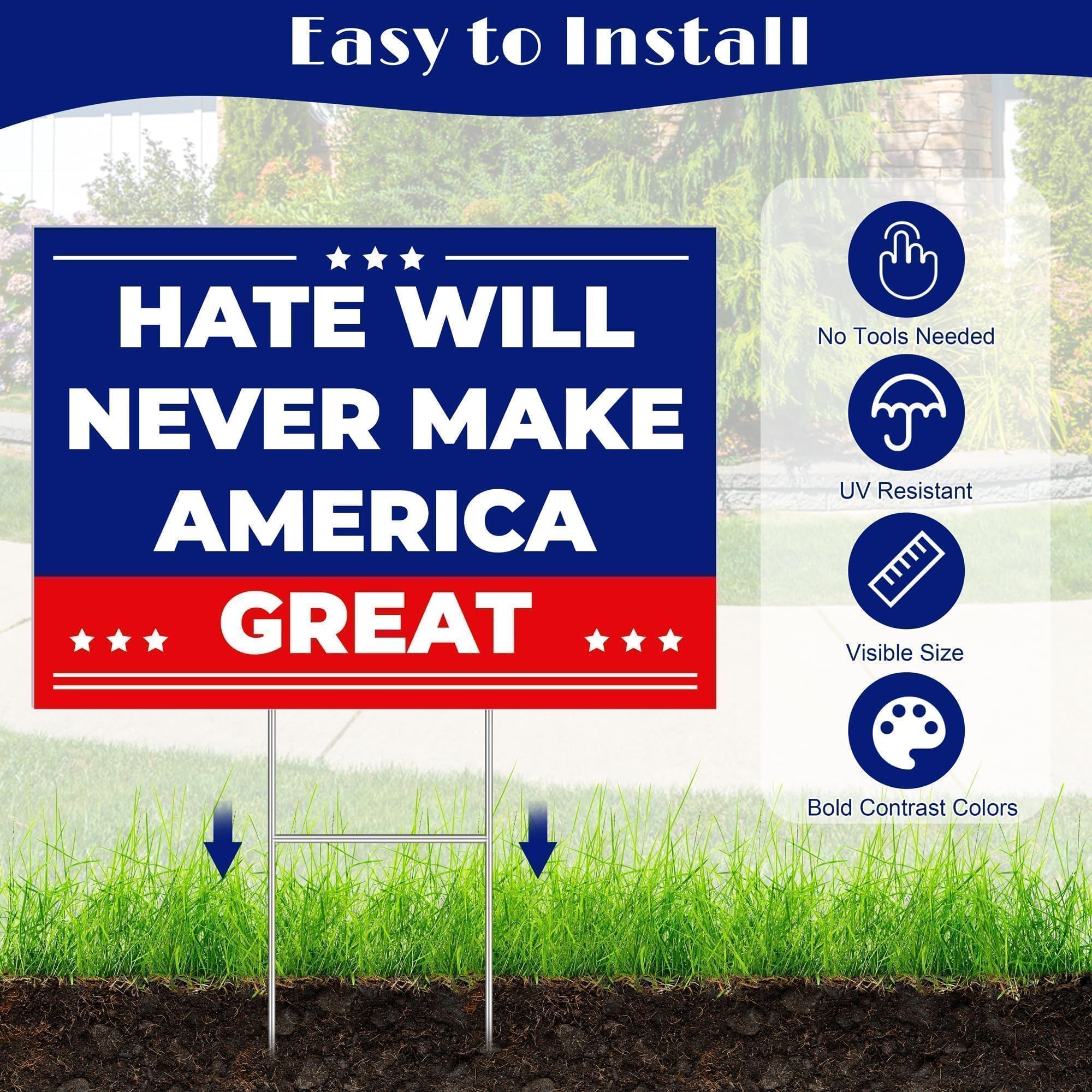 VWAERR pro-America message sign promotes unity and civic dialogue.