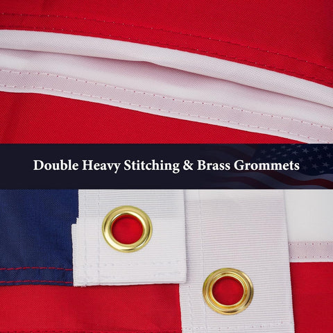 VYBDS 3x5 flag has thickened double-stitched stripes for durability.