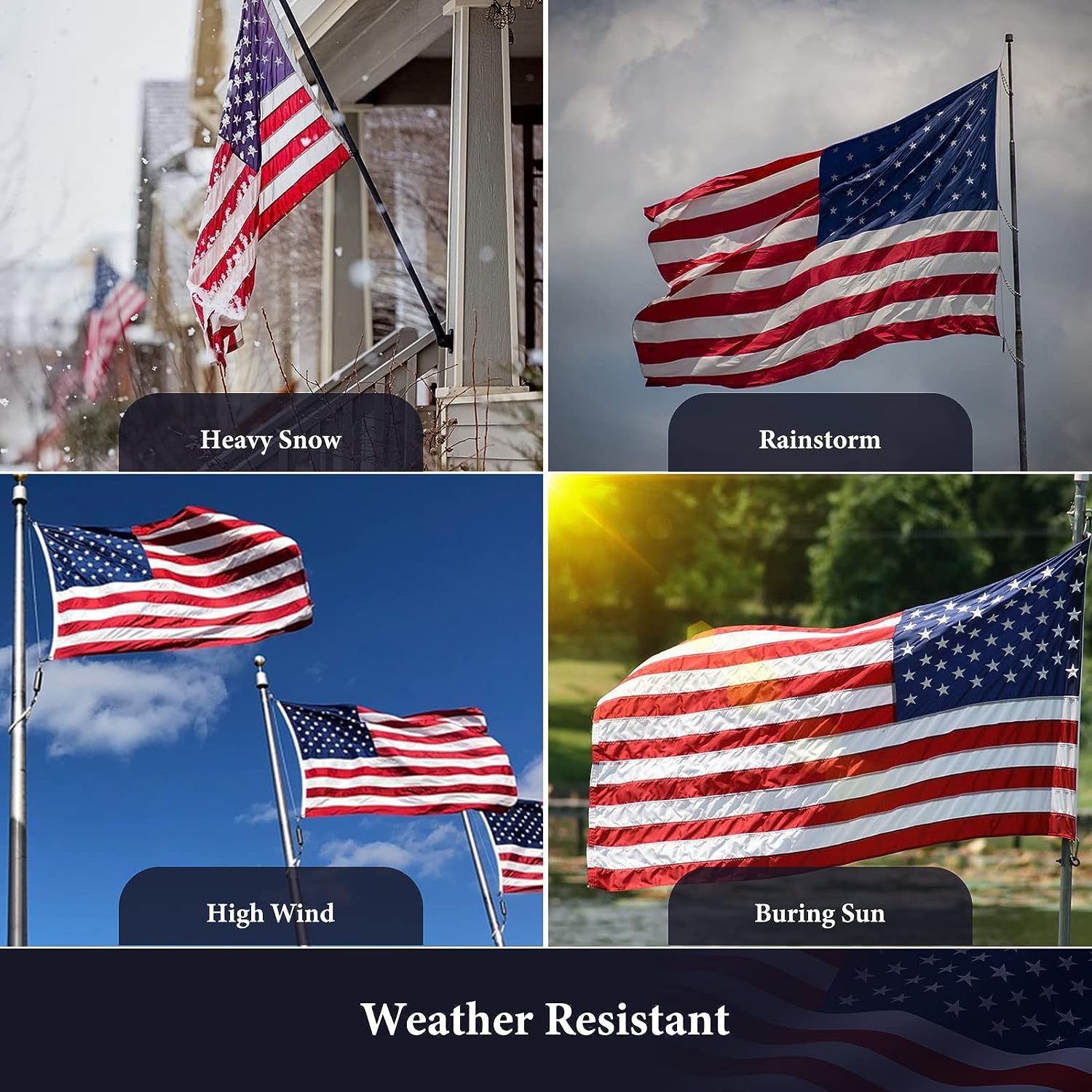 VYBDS flag outdoor embroidered stars detail emphasizing durability and craftsmanship