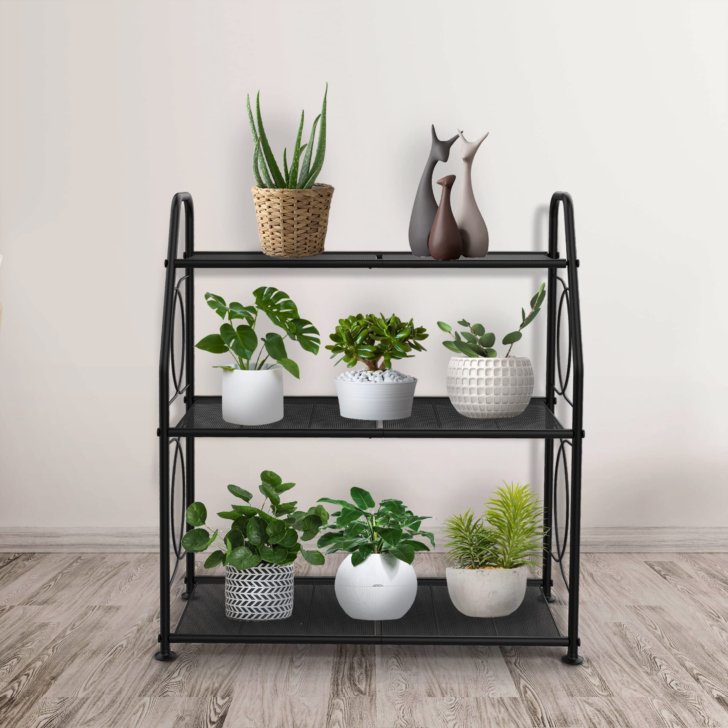 VyGrow 3-tier plant stand large capacity holds multiple pots.