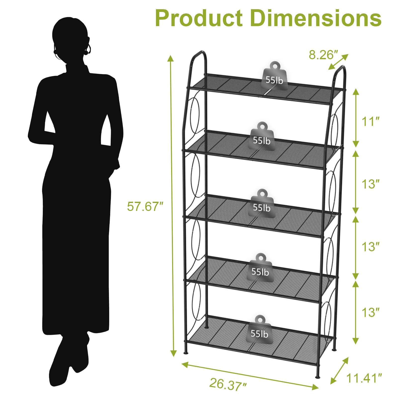 VyGrow 5 Tier Plant Stand durable frame highlights rust-proof metal for indoor or outdoor use.