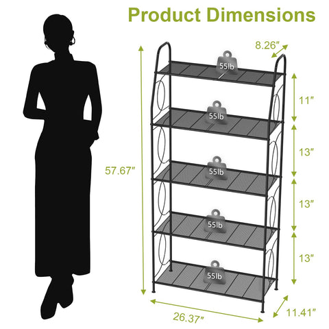 VyGrow 5 Tier Plant Stand durable frame highlights rust-proof metal for indoor or outdoor use.