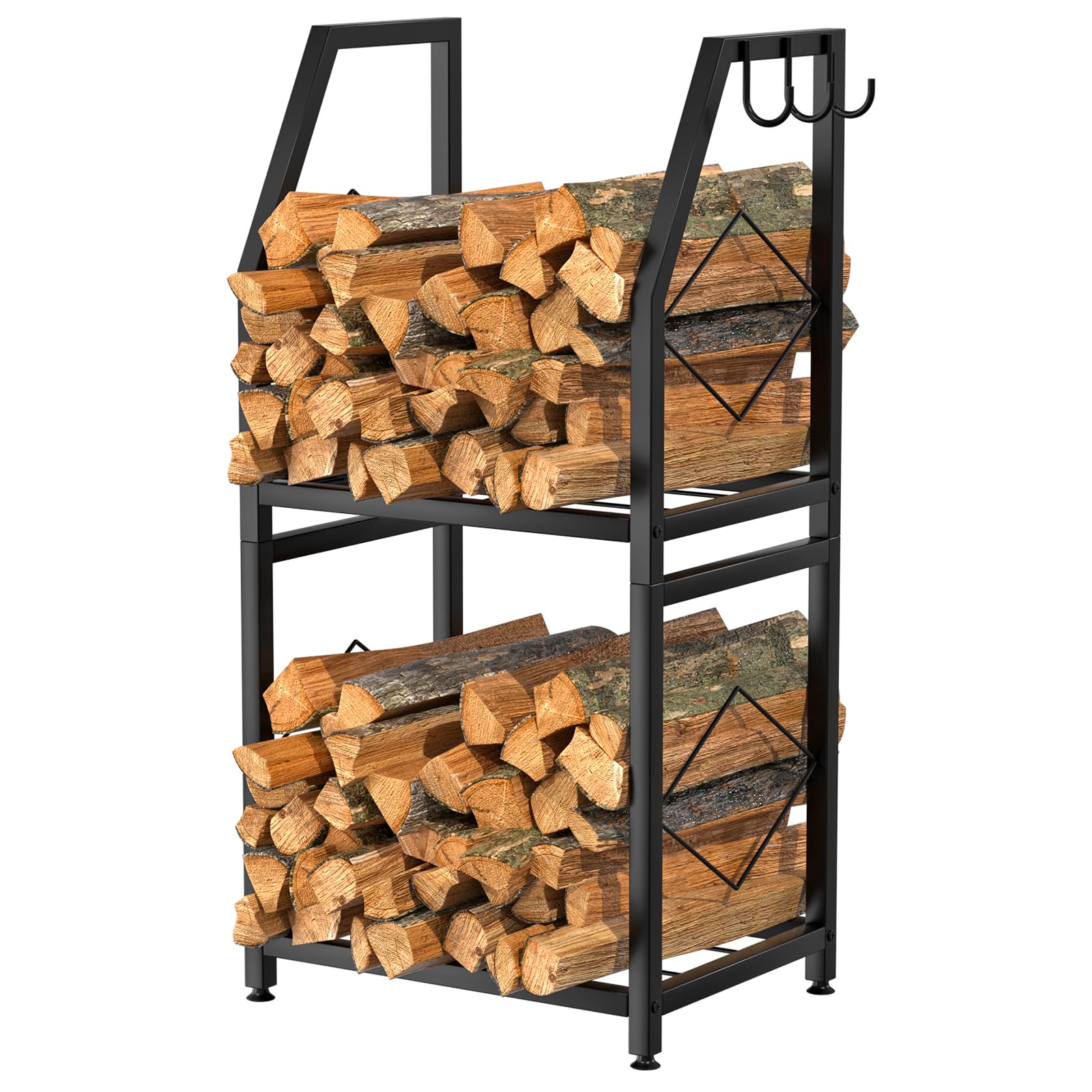 VyGrow firewood rack with a strong steel frame for durable outdoor storage.
