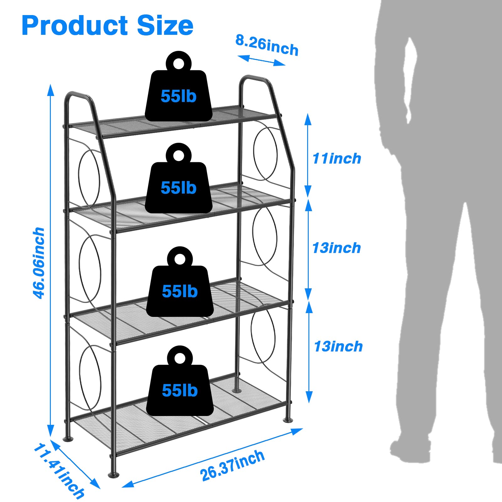 VyGrow close-up of adjustable foot pads protecting floors and stabilizing the stand.