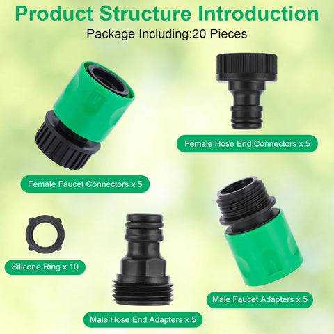VYH 3/4 in hose connectors compatible with standard hoses.
