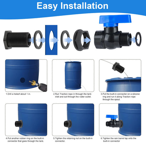 VYH bulkhead-fitting detail demonstrates reliable rain barrel connections