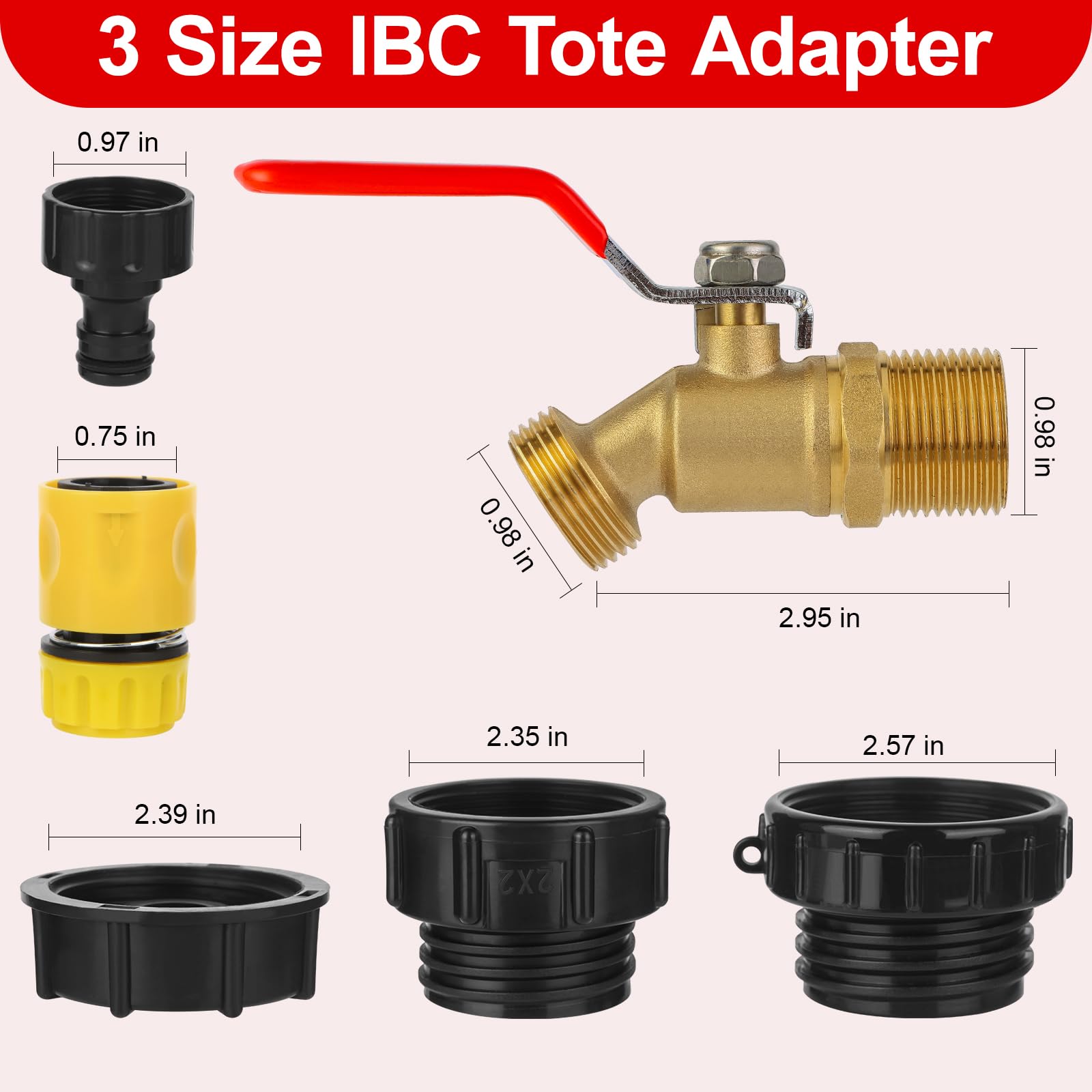 VYH IBC tote adapter red handle emphasizing visibility during operation
