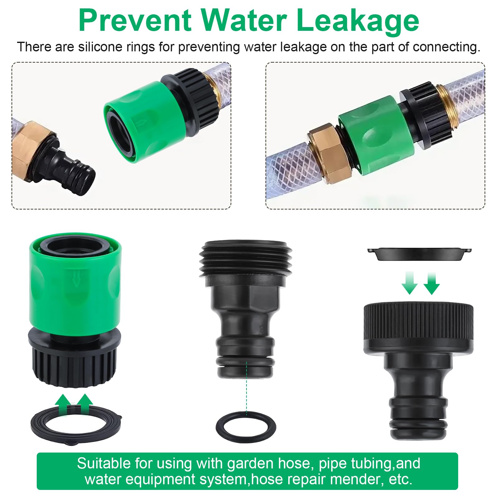 VYH quick-connect male hose adapter enables tool-free connections.