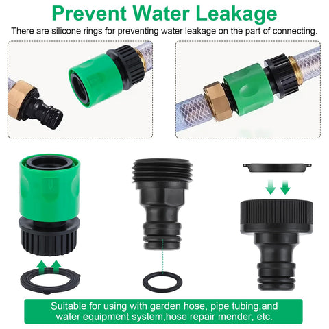 VYH quick-connect male hose adapter enables tool-free connections.