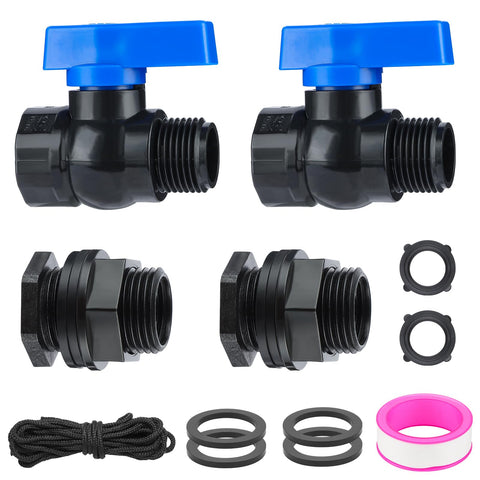 VYH rain barrel spigot kit side view highlights durable PVC for outdoor use