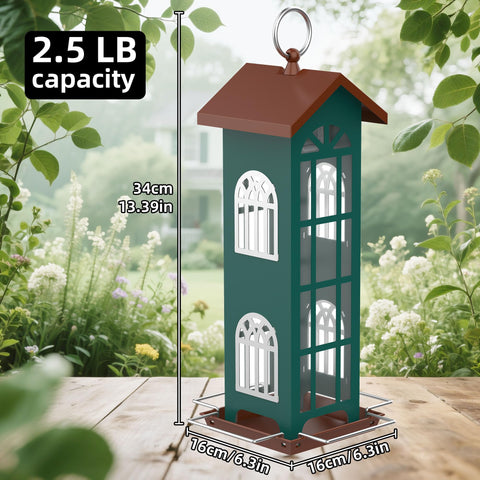 VYHAG Metal Bird Feeder attracts chickadees, goldfinches, and sparrows.
