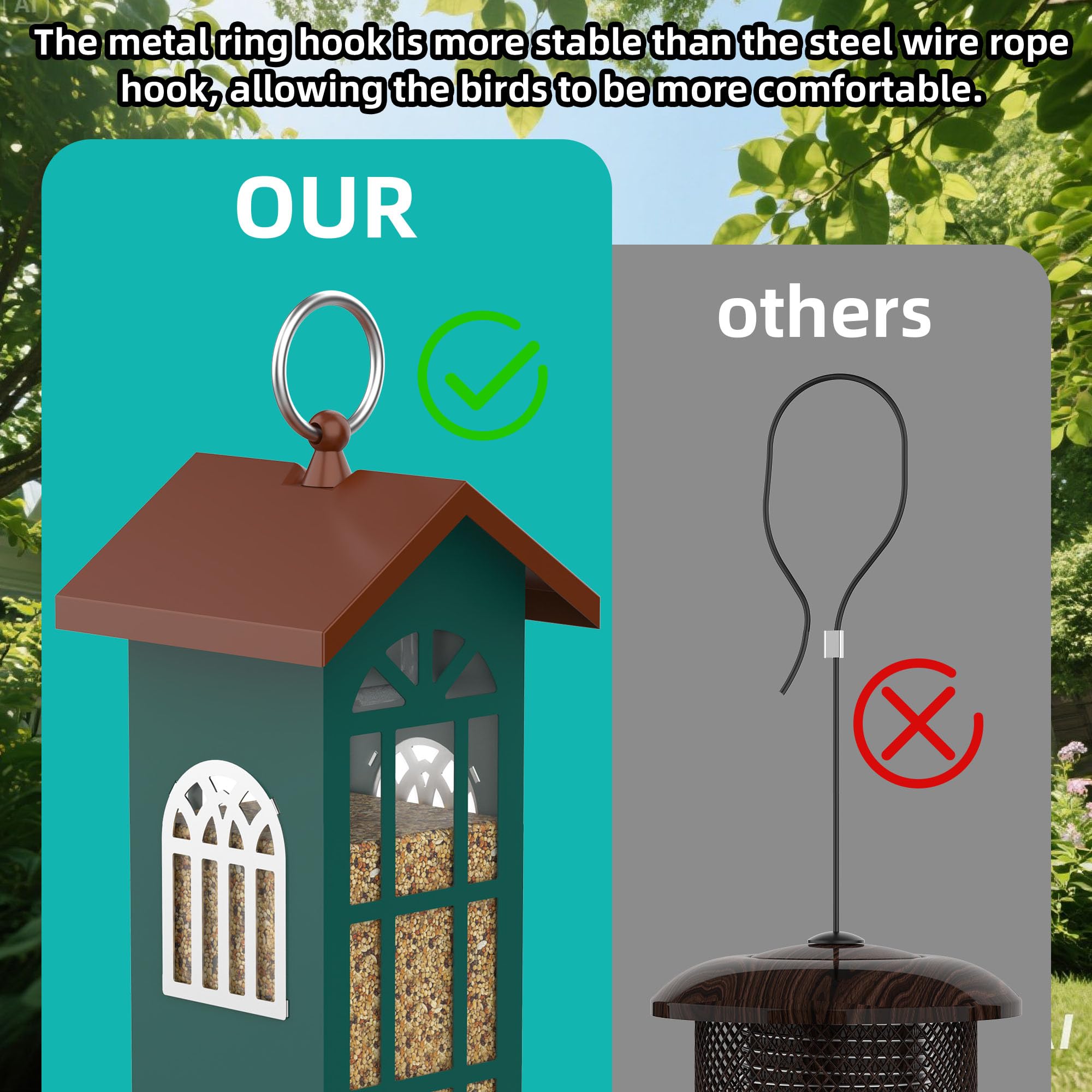 VYHAG Metal Bird Feeder with easy-clean disassembly for quick maintenance.