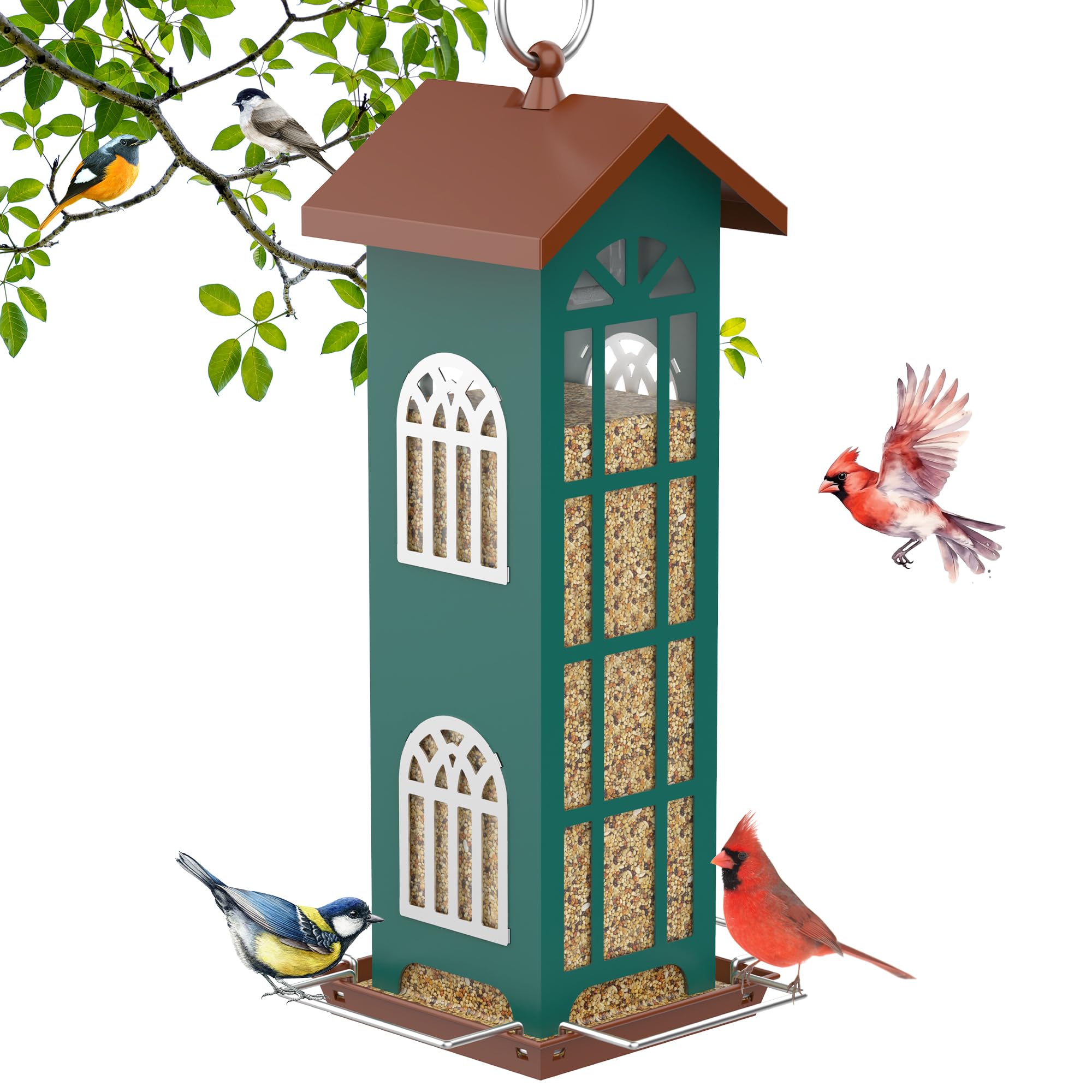 VYHAG Metal Bird Feeder for outdoor hanging, built to last in any weather.