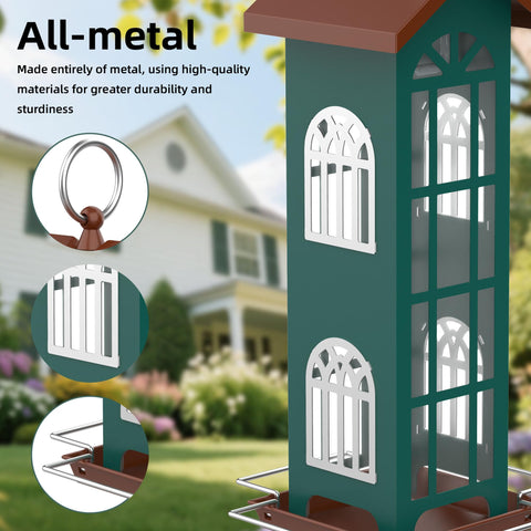 VYHAG Metal Bird Feeder with stable metal hook reduces swing.