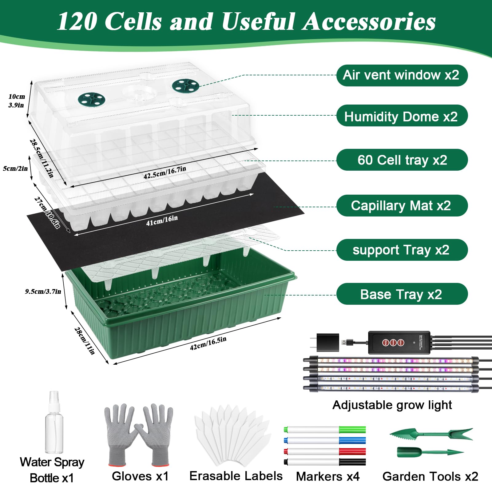 VYNALTIX LED grow light strip provides full-spectrum illumination for healthy seed germination.