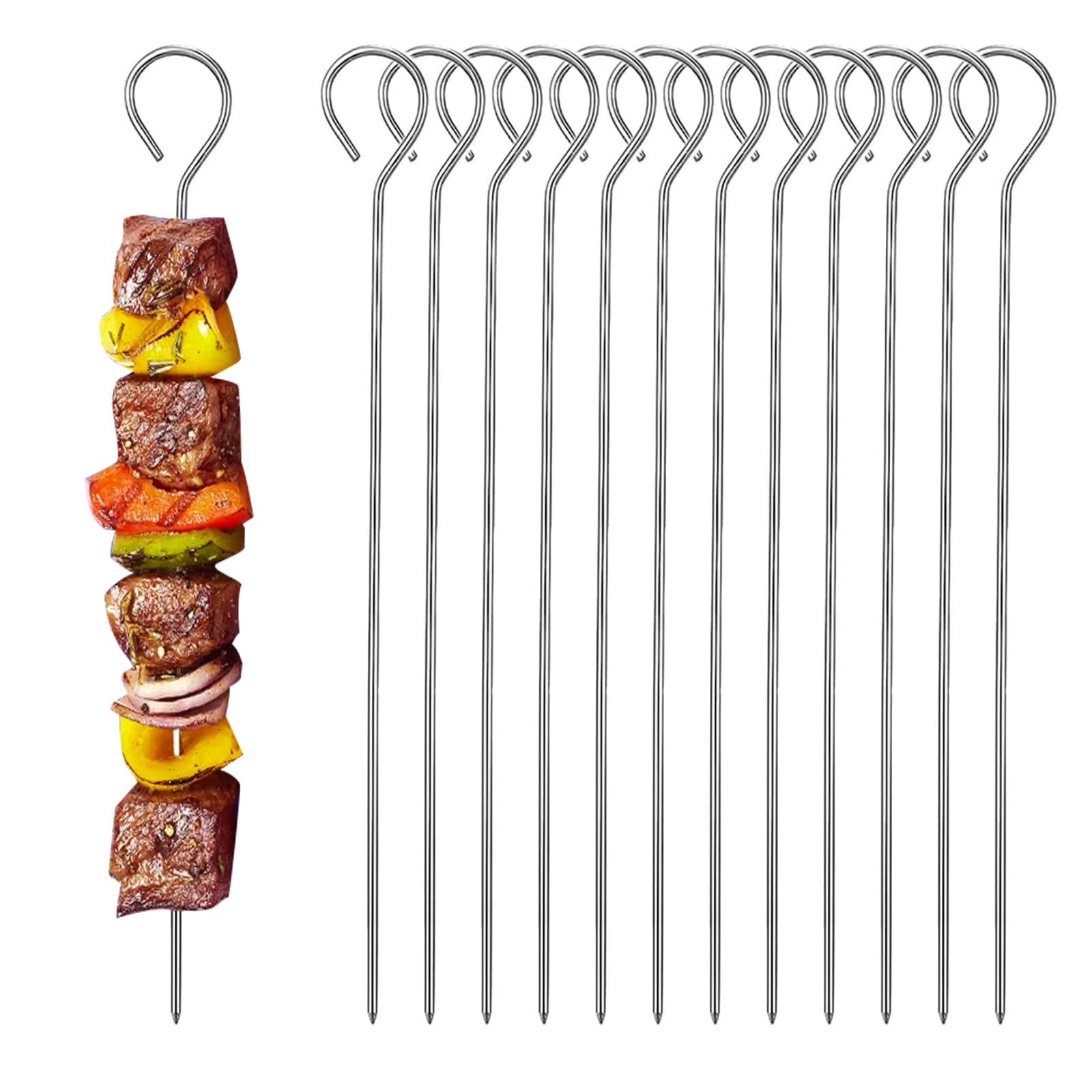 VYNFLICK kabob skewers 14-inch flat metal sticks for even grilling and easy food piercing