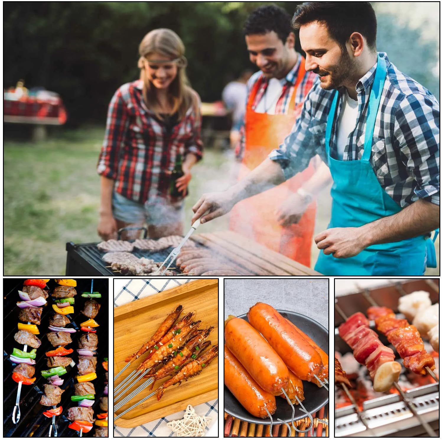 VYNFLICK kabob skewers suitable for grill, oven, campfire, and air fryer