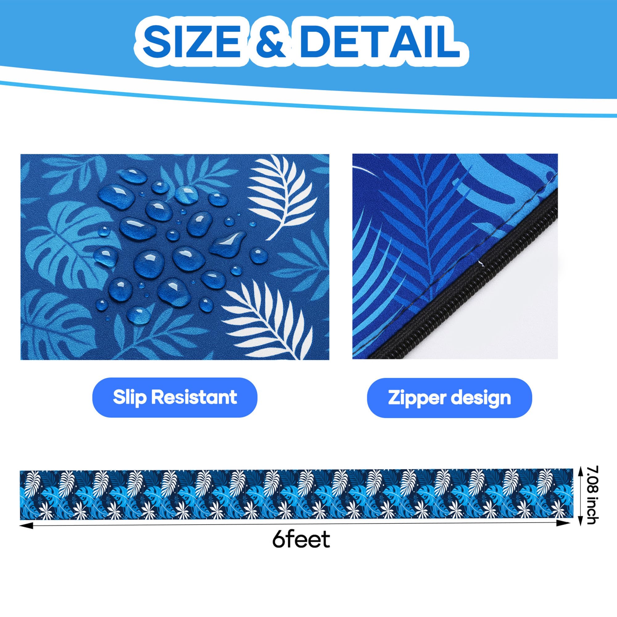 Vynium pool handrail cover in blue provides slip resistance for safer entries.