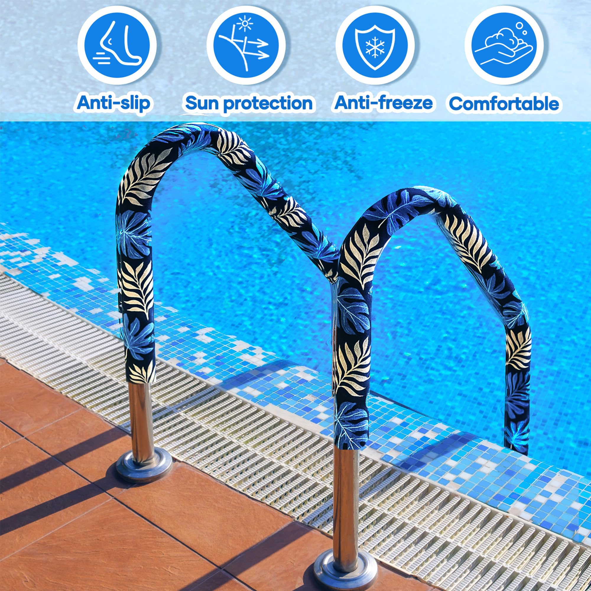 Universal fit sleeve suits most inground pool rails and ladders.