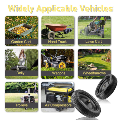 Vypart 13in flat-free tire installation demonstrates tool-free setup and quick replacement.