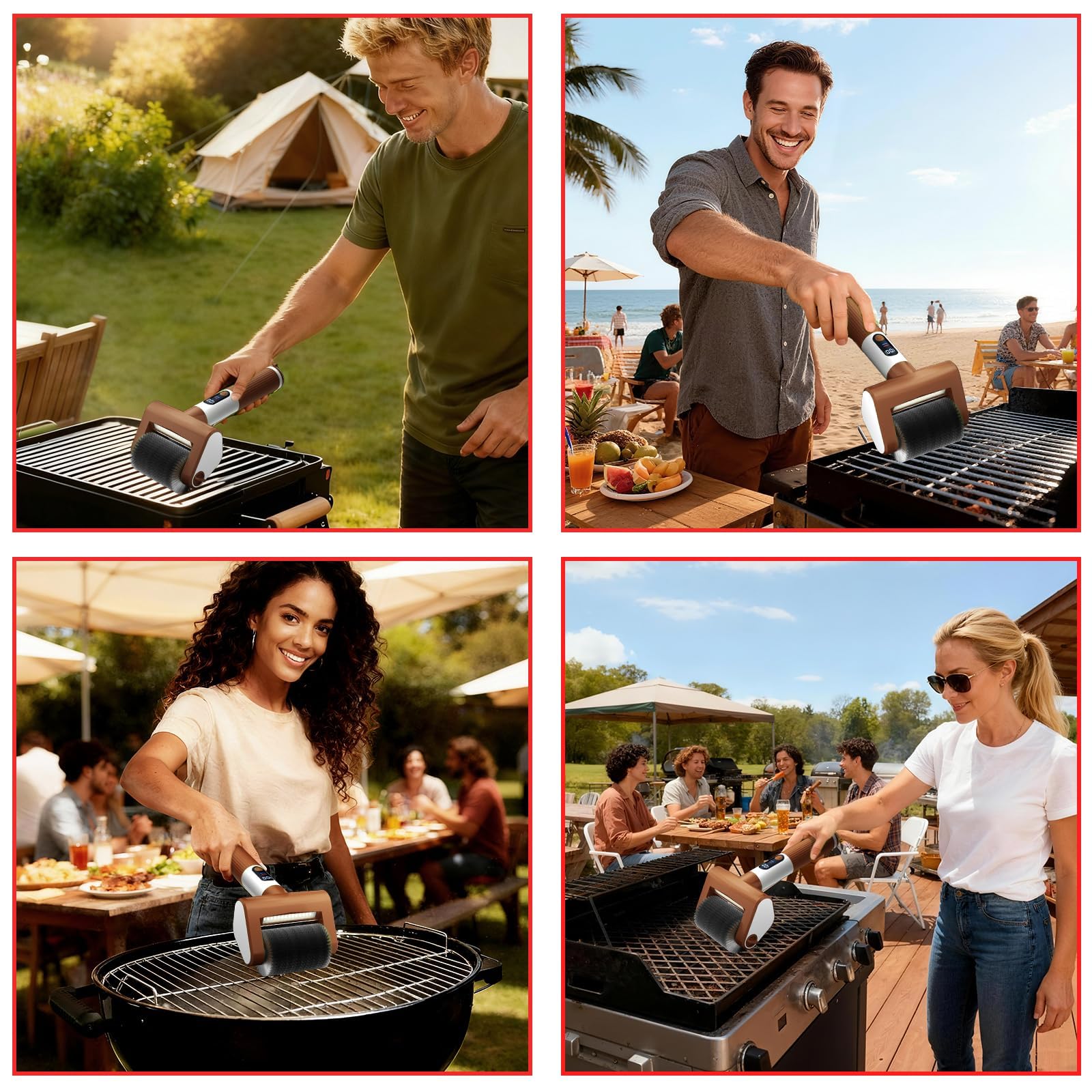 VYtoov cordless operation enables flexible grilling setups for outdoor camping.