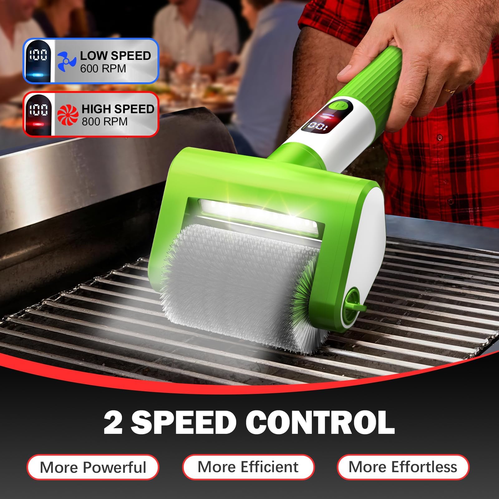 VYTOOV grill brush two-speed control for normal and deep cleaning