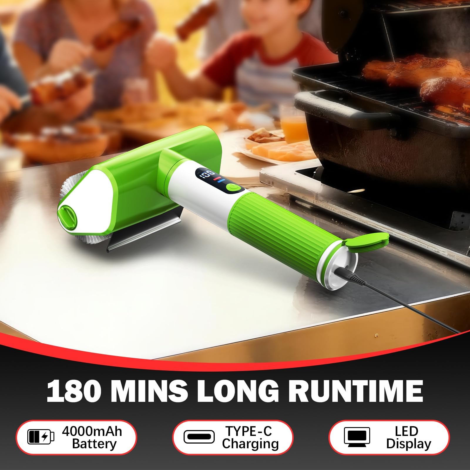 VYTOOV stainless steel brush head resists heat and corrosion