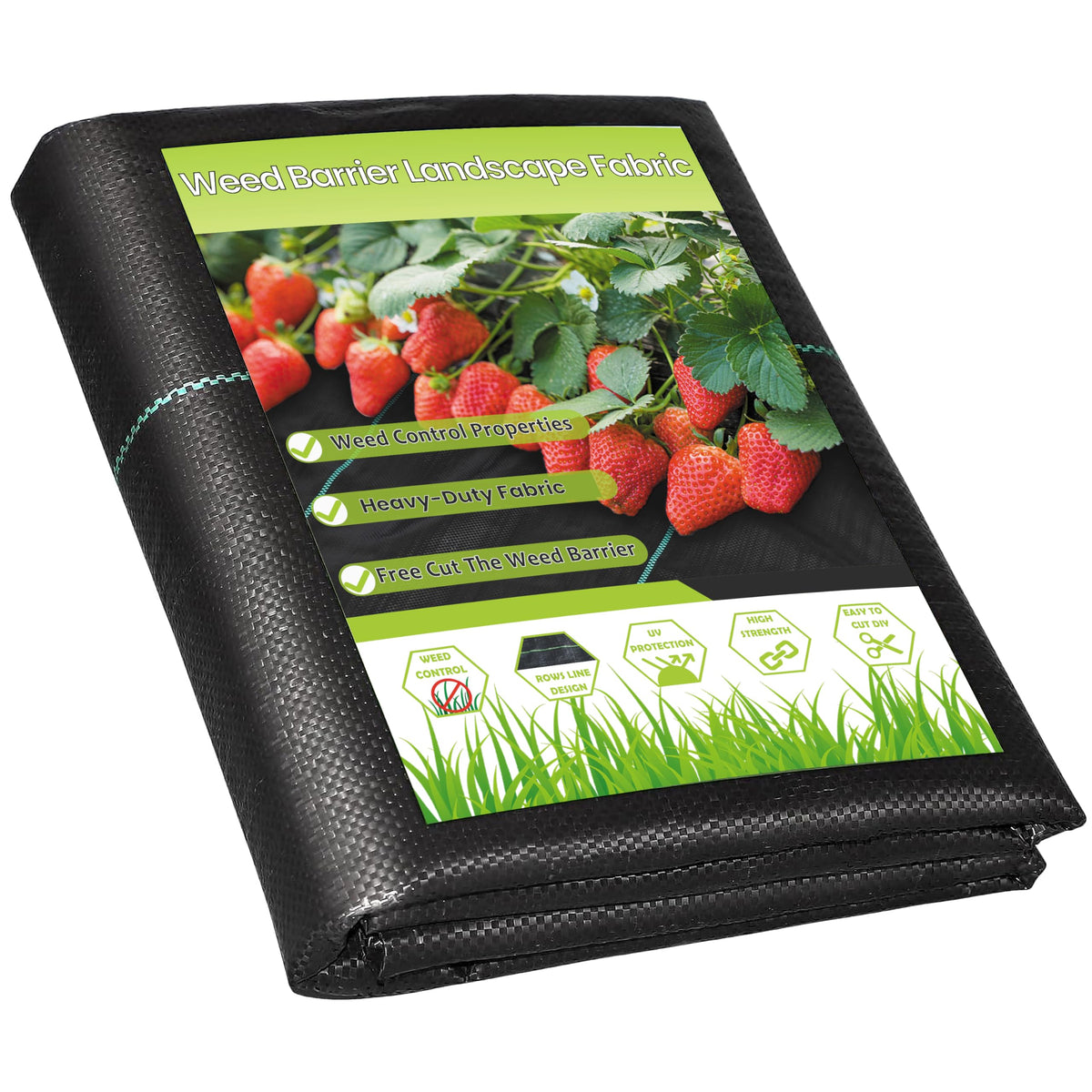 VZNEK weed barrier fabric 3ftx50ft roll blocks sunlight while letting water through.