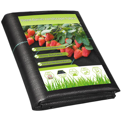 VZNEK weed barrier fabric 3ftx50ft roll blocks sunlight while letting water through.