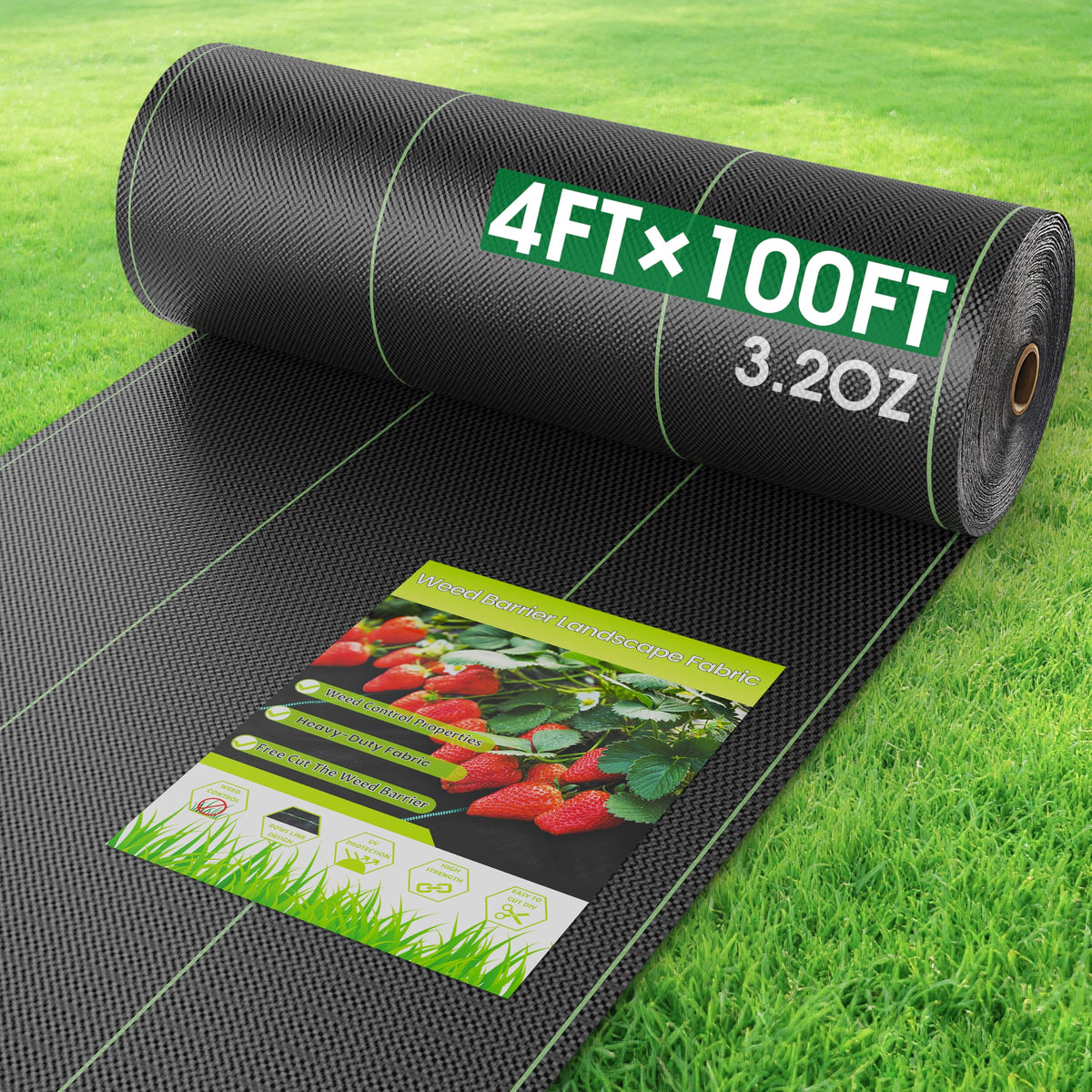 Vznek weed barrier fabric blocks sunlight to suppress weeds while allowing water through.