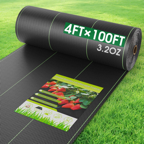 Vznek weed barrier fabric blocks sunlight to suppress weeds while allowing water through.