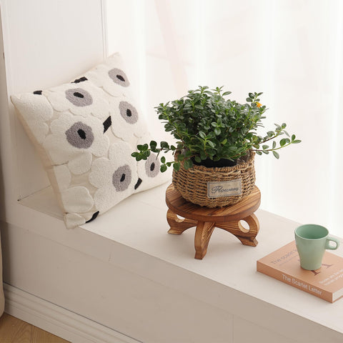 VZODESR Farmhouse-style display stool with brown finish enhances living spaces