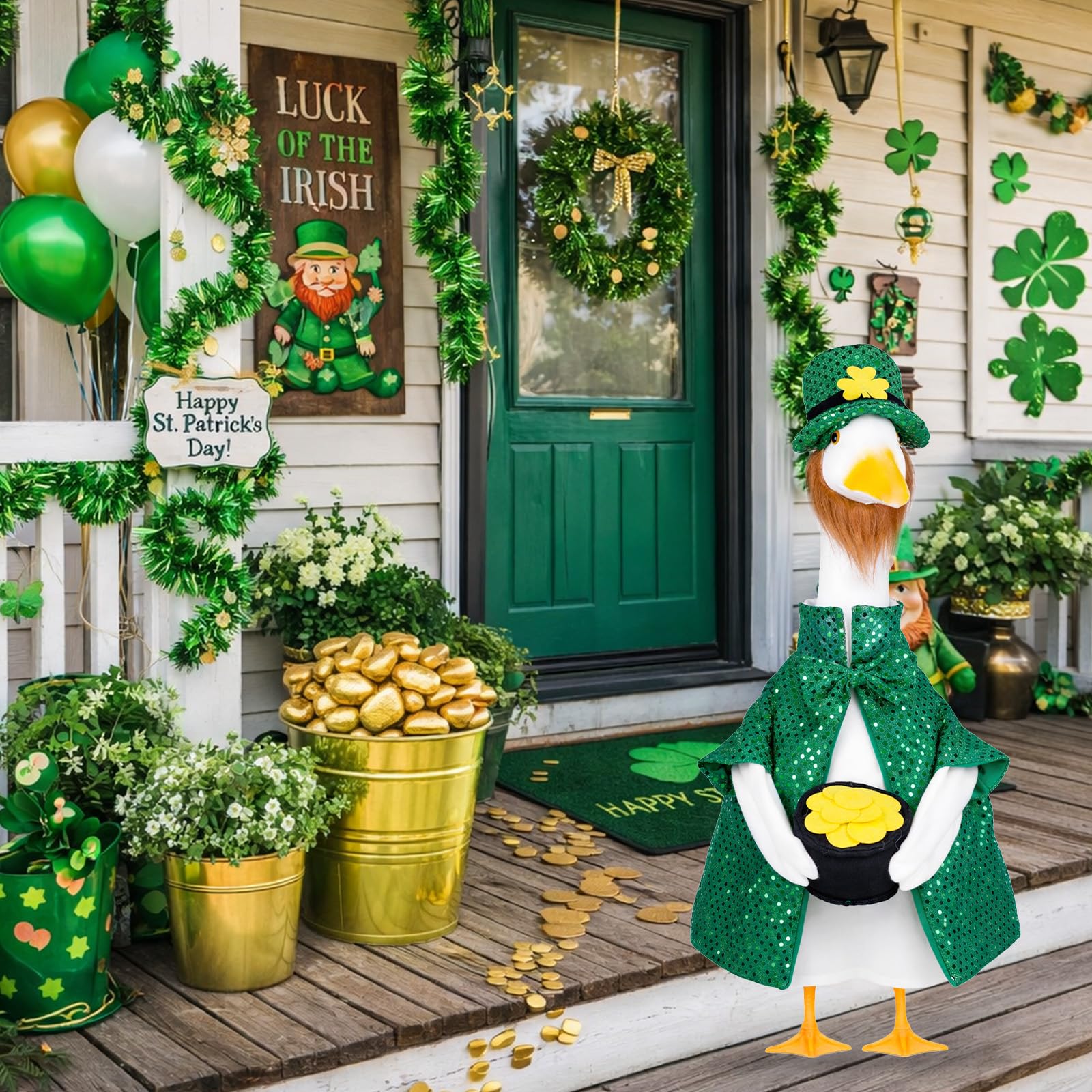 Vzuito 23-inch porch geese outfit offers easy dressing for outdoor decor