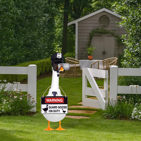 Vzuito porch goose setup for witty outdoor curb appeal.