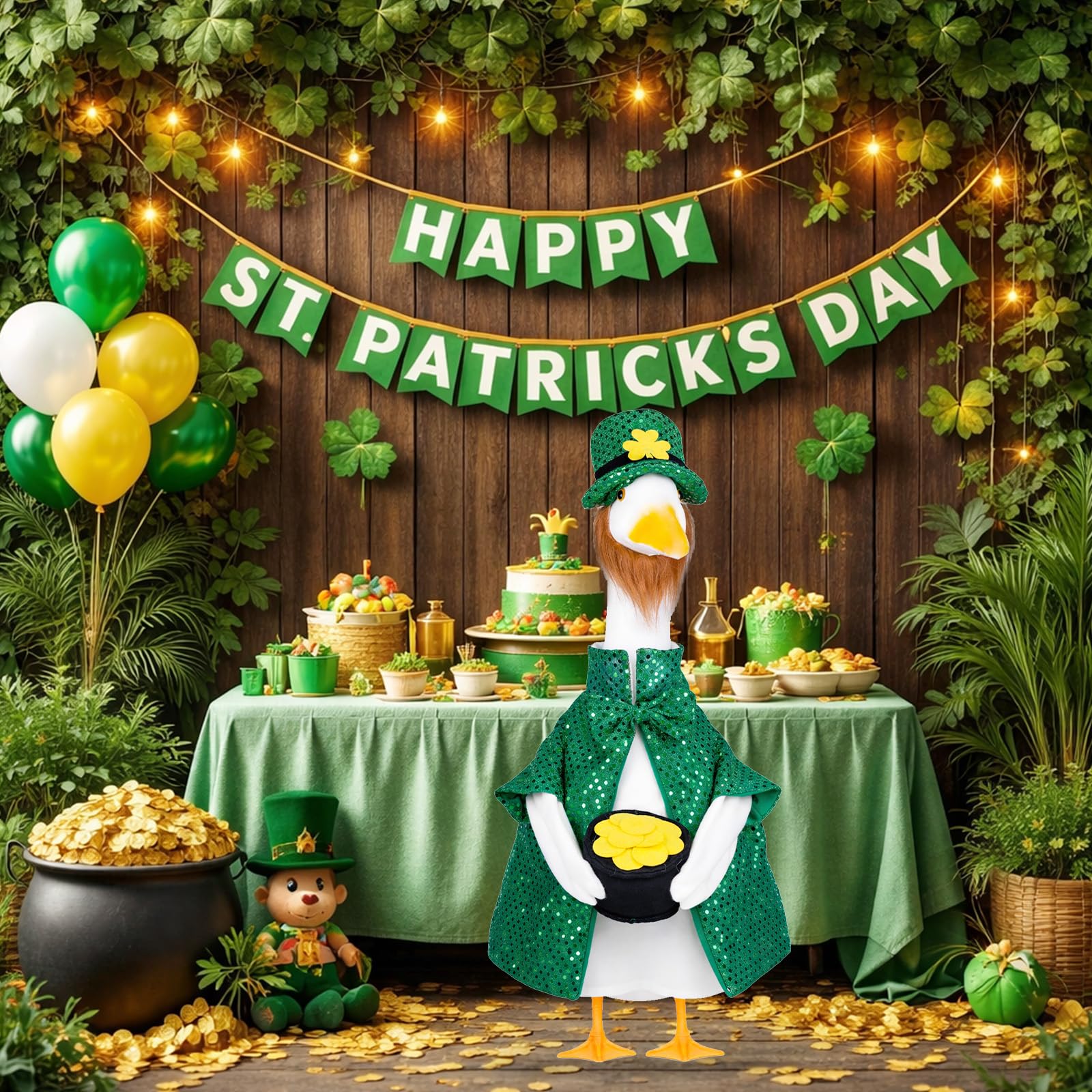 Vzuito St Patrick's Day goose outfit felt clover detail elevates authenticity