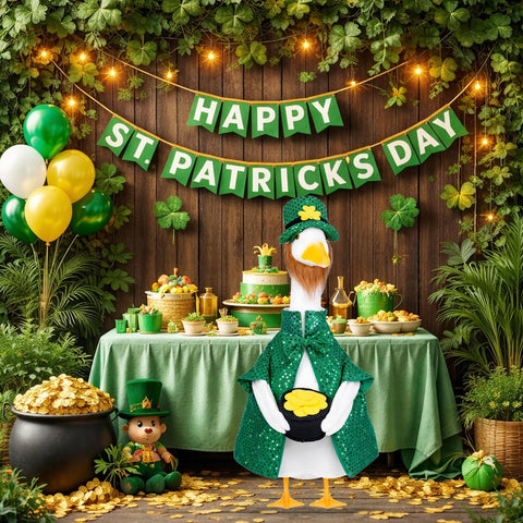 Vzuito St Patrick's Day goose outfit felt clover detail elevates authenticity