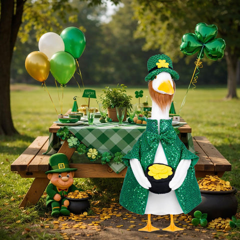 Vzuito St Patrick's Day goose outfit versatile decor for garden parties and holidays