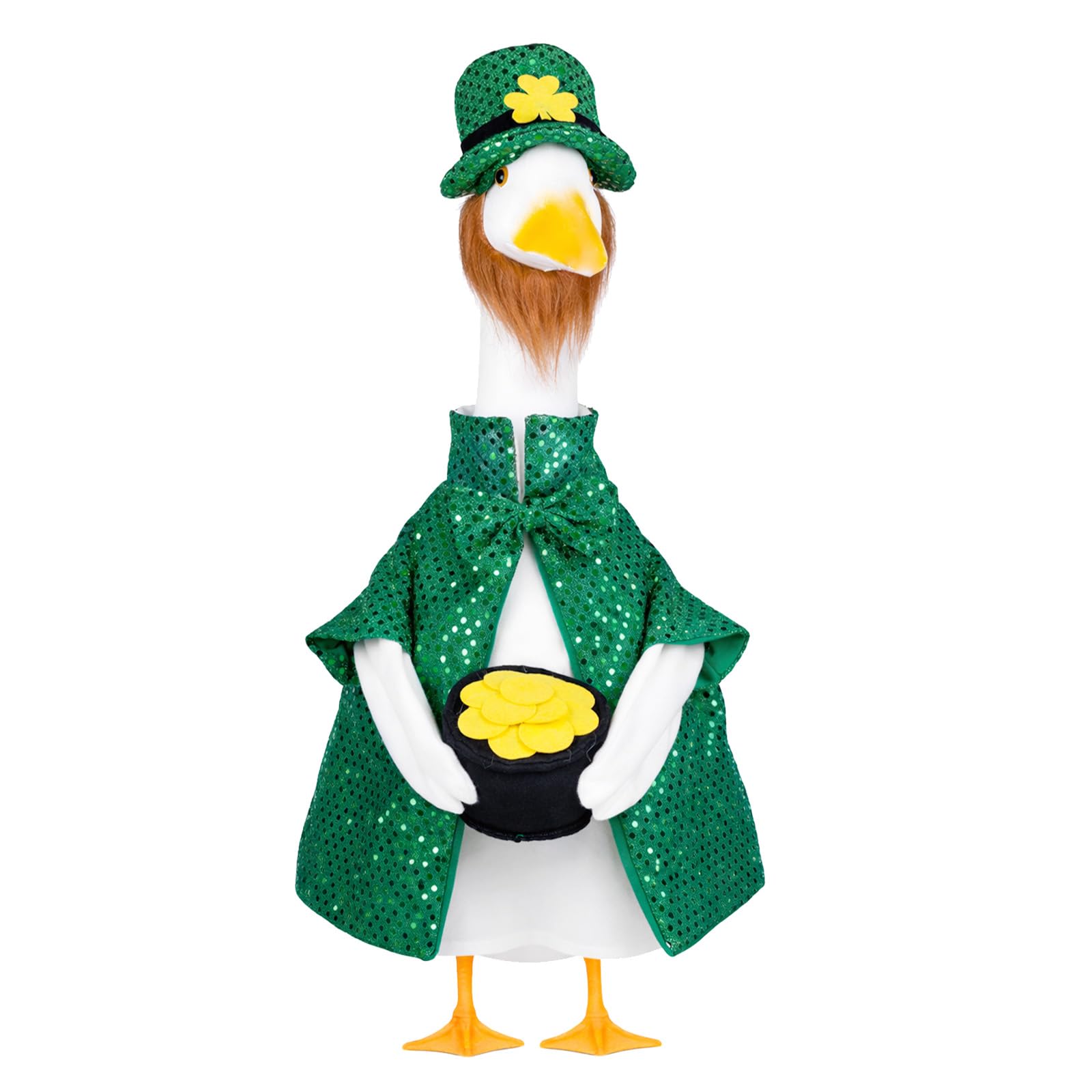 Vzuito St Patrick's Day goose outfit with green sequin costume enhances yard decor and sparkle
