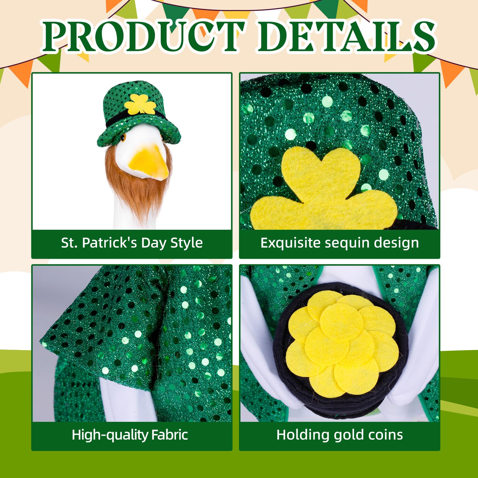 Vzuito St Patrick's Day goose outfit hat with beard completes a playful holiday look