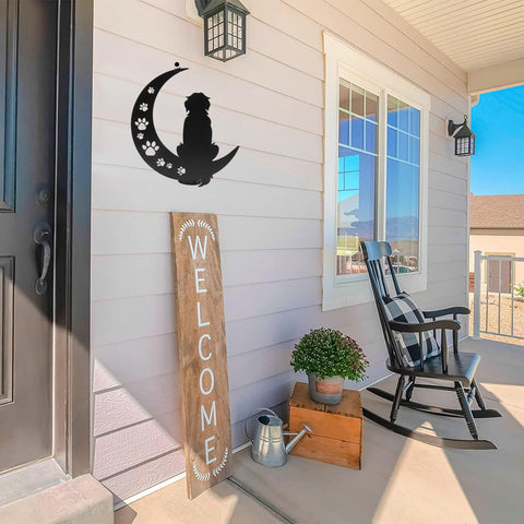VZVXCC black dog on moon decor, easy to hang.