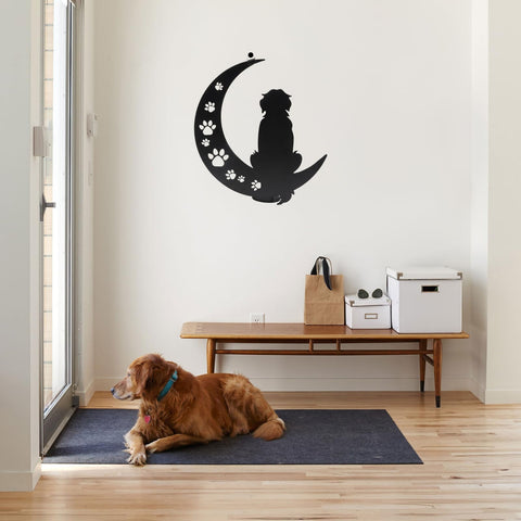 VZVXCC bohemian dog moon art provides a playful focal point.