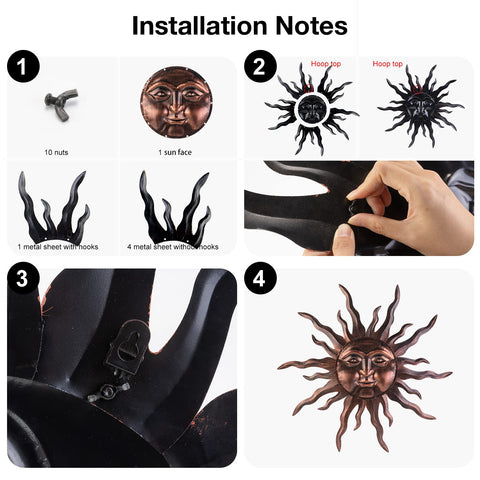 Bronze finish sun wall decor by VZVXCC adds warmth to any space