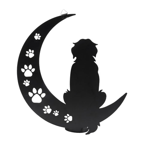 VZVXCC dog on moon wall art 12-inch for durable outdoor decor.