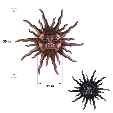 VZVXCC metal sun face wall sculpture for versatile indoor or outdoor use