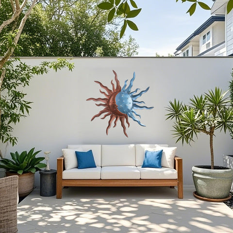 VZVXCC Weatherproof sun and moon decor for garden or patio.